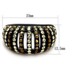 TK1865 - Stainless Steel Ring IP Black(Ion Plating) Women Top Grade Crystal Multi Color