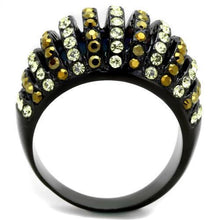 TK1865 - Stainless Steel Ring IP Black(Ion Plating) Women Top Grade Crystal Multi Color