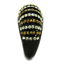 TK1865 - Stainless Steel Ring IP Black(Ion Plating) Women Top Grade Crystal Multi Color