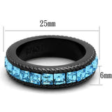 TK1867 - Stainless Steel Ring IP Black(Ion Plating) Women Top Grade Crystal Sea Blue