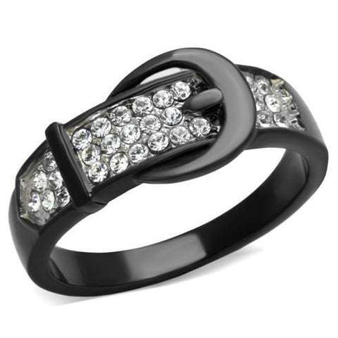 TK1868 - Stainless Steel Ring Two-Tone IP Black (Ion Plating) Women Top Grade Crystal Clear