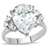 TK186 - Stainless Steel Ring High polished (no plating) Women AAA Grade CZ Clear