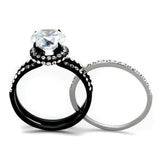 TK1870 - Stainless Steel Ring Two-Tone IP Black (Ion Plating) Women AAA Grade CZ Clear