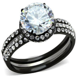 TK1870 - Stainless Steel Ring Two-Tone IP Black (Ion Plating) Women AAA Grade CZ Clear