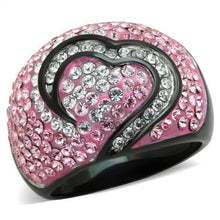 TK1871 - Stainless Steel Ring Two-Tone IP Black (Ion Plating) Women Top Grade Crystal Light Rose