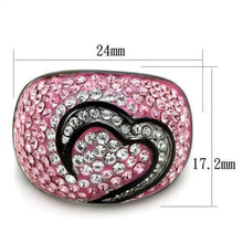 TK1871 - Stainless Steel Ring Two-Tone IP Black (Ion Plating) Women Top Grade Crystal Light Rose