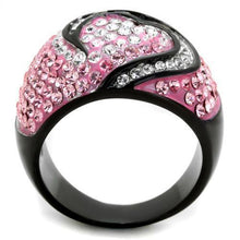 TK1871 - Stainless Steel Ring Two-Tone IP Black (Ion Plating) Women Top Grade Crystal Light Rose