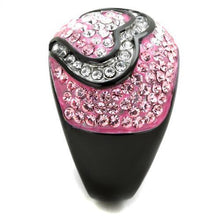 TK1871 - Stainless Steel Ring Two-Tone IP Black (Ion Plating) Women Top Grade Crystal Light Rose