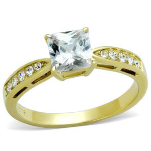 TK1873 - Stainless Steel Ring IP Gold(Ion Plating) Women AAA Grade CZ Clear