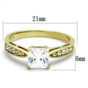 TK1873 - Stainless Steel Ring IP Gold(Ion Plating) Women AAA Grade CZ Clear