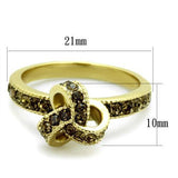 TK1874 - Stainless Steel Ring IP Gold(Ion Plating) Women Top Grade Crystal Smoked Quartz