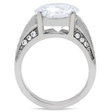 TK187 - Stainless Steel Ring High polished (no plating) Women AAA Grade CZ Clear