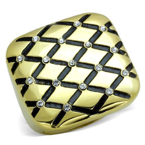 TK1886 - Stainless Steel Ring IP Gold(Ion Plating) Women Top Grade Crystal Clear