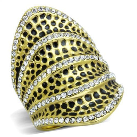 TK1887 - Stainless Steel Ring IP Gold(Ion Plating) Women Top Grade Crystal Clear