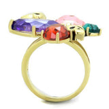 TK1888 - Stainless Steel Ring IP Gold(Ion Plating) Women AAA Grade CZ Multi Color