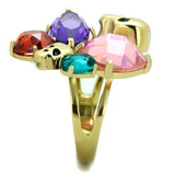 TK1888 - Stainless Steel Ring IP Gold(Ion Plating) Women AAA Grade CZ Multi Color