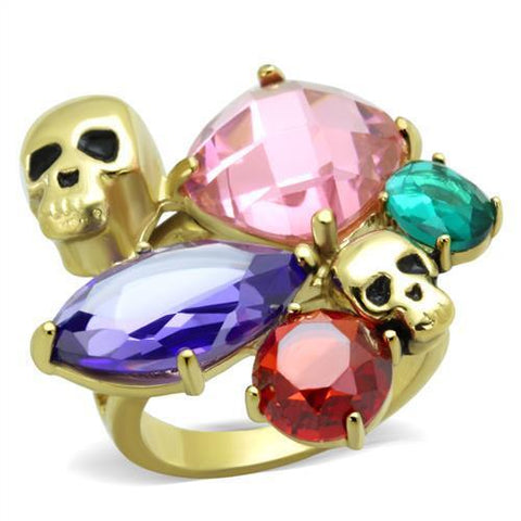 TK1888 - Stainless Steel Ring IP Gold(Ion Plating) Women AAA Grade CZ Multi Color