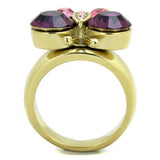 TK1889 - Stainless Steel Ring IP Gold(Ion Plating) Women Top Grade Crystal Amethyst