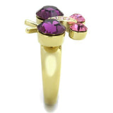 TK1889 - Stainless Steel Ring IP Gold(Ion Plating) Women Top Grade Crystal Amethyst