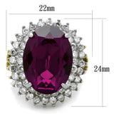 TK1892 - Stainless Steel Ring Two-Tone IP Gold (Ion Plating) Women Top Grade Crystal Amethyst
