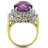 TK1892 - Stainless Steel Ring Two-Tone IP Gold (Ion Plating) Women Top Grade Crystal Amethyst