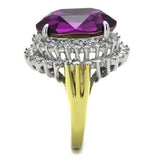 TK1892 - Stainless Steel Ring Two-Tone IP Gold (Ion Plating) Women Top Grade Crystal Amethyst