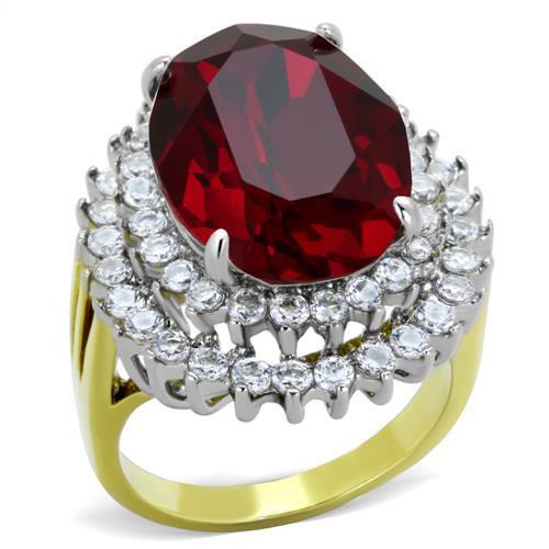 TK1893 - Stainless Steel Ring Two-Tone IP Gold (Ion Plating) Women Top Grade Crystal Siam