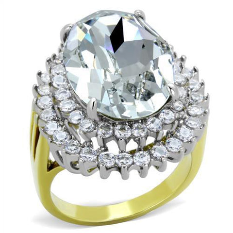 TK1894 - Stainless Steel Ring Two-Tone IP Gold (Ion Plating) Women Top Grade Crystal Clear