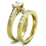 TK1895 - Stainless Steel Ring IP Gold(Ion Plating) Women AAA Grade CZ Clear