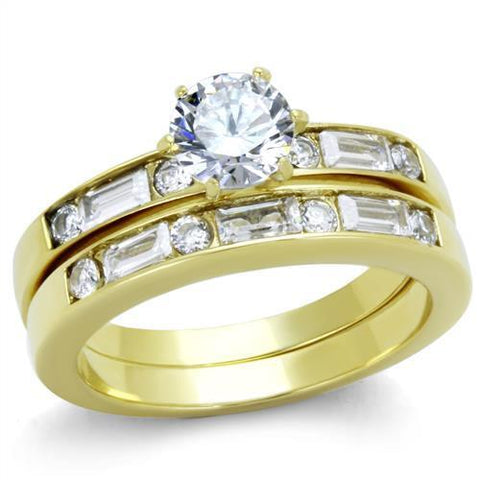 TK1897 - Stainless Steel Ring IP Gold(Ion Plating) Women AAA Grade CZ Clear
