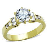 TK1898 - Stainless Steel Ring IP Gold(Ion Plating) Women AAA Grade CZ Clear