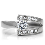 TK189 - Stainless Steel Ring High polished (no plating) Women AAA Grade CZ Clear