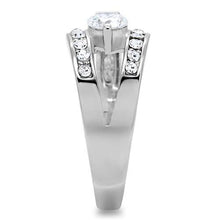 TK189 - Stainless Steel Ring High polished (no plating) Women AAA Grade CZ Clear