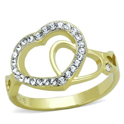 TK1908 - Stainless Steel Ring Two-Tone IP Gold (Ion Plating) Women Top Grade Crystal Clear