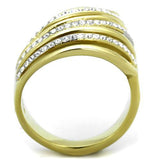 TK1909 - Stainless Steel Ring Two-Tone IP Gold (Ion Plating) Women Top Grade Crystal Clear