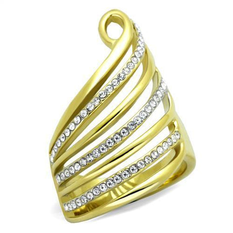 TK1909 - Stainless Steel Ring Two-Tone IP Gold (Ion Plating) Women Top Grade Crystal Clear