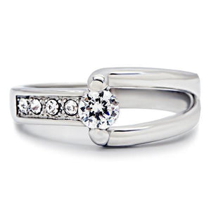 TK190 - Stainless Steel Ring High polished (no plating) Women AAA Grade CZ Clear