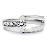 TK190 - Stainless Steel Ring High polished (no plating) Women AAA Grade CZ Clear