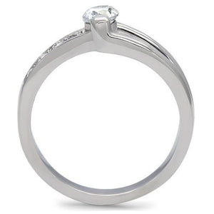 TK190 - Stainless Steel Ring High polished (no plating) Women AAA Grade CZ Clear