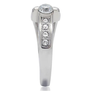 TK190 - Stainless Steel Ring High polished (no plating) Women AAA Grade CZ Clear