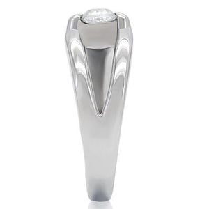 TK190 - Stainless Steel Ring High polished (no plating) Women AAA Grade CZ Clear