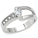 TK190 - Stainless Steel Ring High polished (no plating) Women AAA Grade CZ Clear