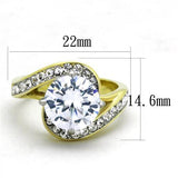 TK1911 - Stainless Steel Ring Two-Tone IP Gold (Ion Plating) Women AAA Grade CZ Clear