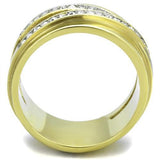 TK1914 - Stainless Steel Ring Two-Tone IP Gold (Ion Plating) Women Top Grade Crystal Clear
