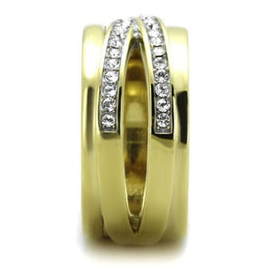 TK1914 - Stainless Steel Ring Two-Tone IP Gold (Ion Plating) Women Top Grade Crystal Clear