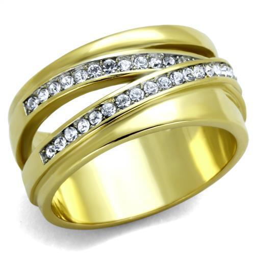 TK1914 - Stainless Steel Ring Two-Tone IP Gold (Ion Plating) Women Top Grade Crystal Clear