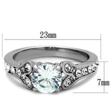 TK1918 - Stainless Steel Ring High polished (no plating) Women AAA Grade CZ Clear