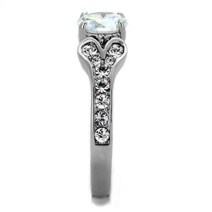 TK1918 - Stainless Steel Ring High polished (no plating) Women AAA Grade CZ Clear