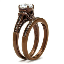 TK1919LC - Stainless Steel Ring IP Coffee light Women AAA Grade CZ Clear