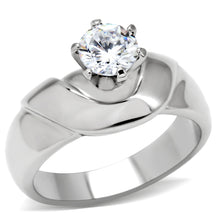 TK191 - Stainless Steel Ring High polished (no plating) Women AAA Grade CZ Clear